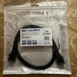 New Binary B4 Series 4K Ultra HD High Speed HDMI Cable with Ethernet 3.3ft